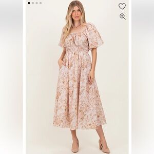 Polagram Pink Floral Midi Dress